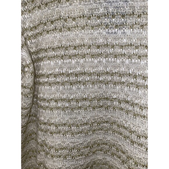 Karen Brooks fairy whimsical Gold Metallic Knit lagen Waterfall Cardigan New - Picture 7 of 8